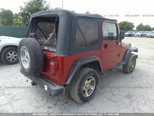 1J4FY29P7WP758359 - 1998 JEEP WRANGLER / TJ SE RED photo 4