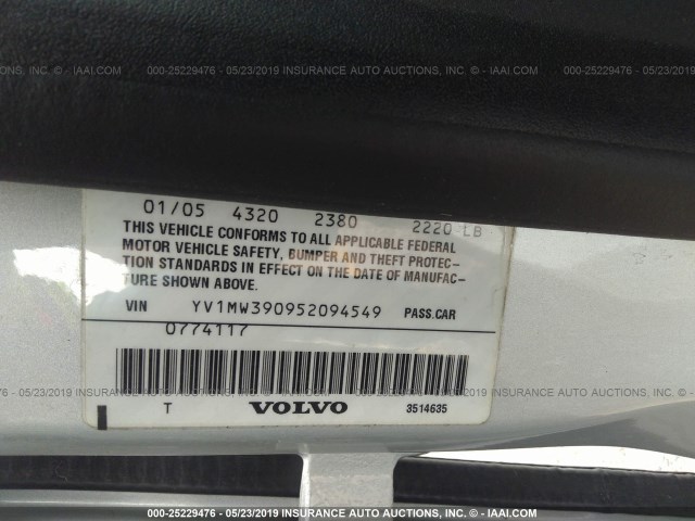 YV1MW390952094549 - 2005 VOLVO V50 2.4I SILVER photo 9