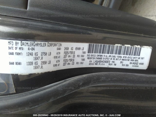 1J4GW48S44C402872 - 2004 JEEP GRAND CHEROKEE LAREDO/COLUMBIA/FREEDOM 灰色 照片 9