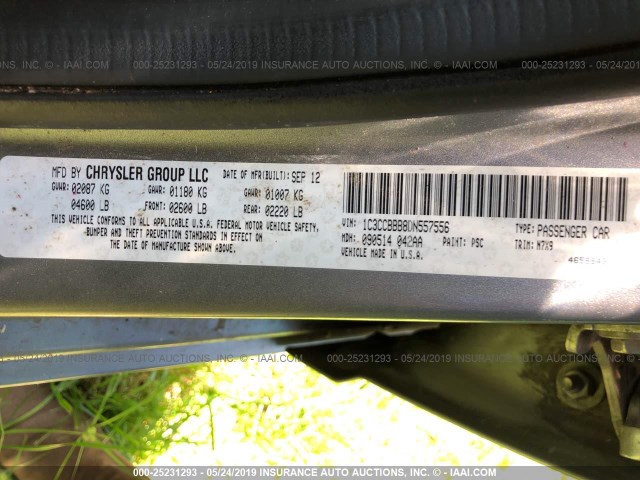 1C3CCBBB8DN557556 - 2013 CHRYSLER 200 TOURING GRAY photo 9