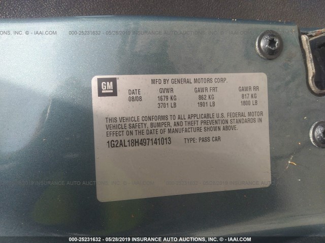 1G2AL18H497141013 - 2009 PONTIAC G5 GREEN photo 9