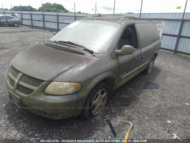 2B8GP54L51R308067 - 2001 DODGE GRAND CARAVAN ES GREEN photo 2