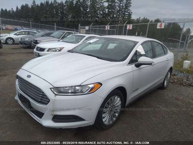 3FA6P0UU0ER317616 - 2014 FORD FUSION S HYBRID WHITE photo 2