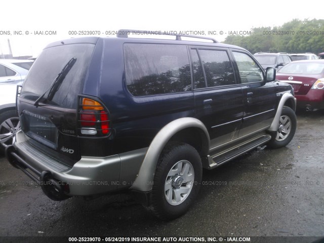 JA4MT41R72J028771 - 2002 MITSUBISHI MONTERO SPORT LIMITED BLUE photo 4