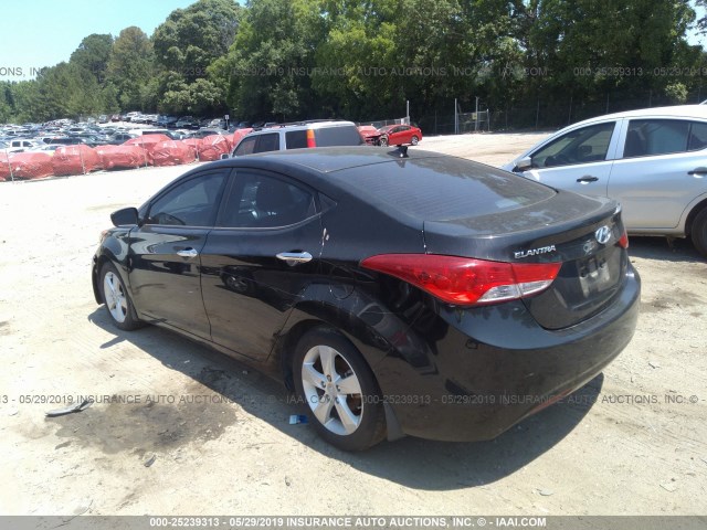 5NPDH4AE9DH211735 - 2013 HYUNDAI ELANTRA BLACK photo 3