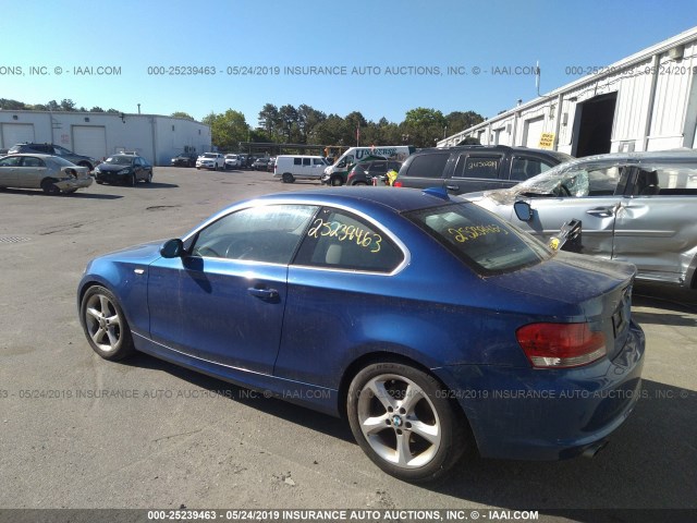 WBAUP93519VF49019 - 2009 BMW 128 I BLUE photo 3