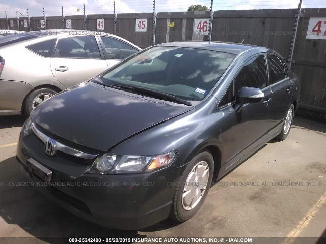 JHMFA36267S021322 - 2007 HONDA CIVIC HYBRID BLACK photo 2