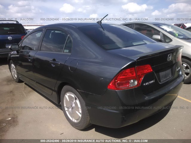 JHMFA36267S021322 - 2007 HONDA CIVIC HYBRID BLACK photo 3