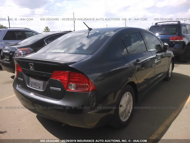 JHMFA36267S021322 - 2007 HONDA CIVIC HYBRID BLACK photo 4