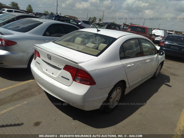 JHMFA362X6S026330 - 2006 HONDA CIVIC HYBRID WHITE photo 4