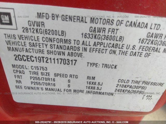 2GCEC19T211170317 - 2001 CHEVROLET SILVERADO C1500 RED photo 9