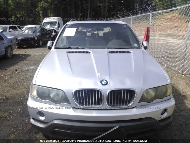 5UXFB33512LH38826 - 2002 BMW X5 4.4I SILVER photo 6