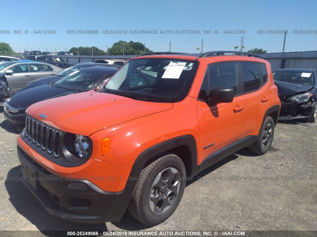 ZACCJAAT0GPD86643 - 2016 JEEP RENEGADE SPORT ORANGE photo 2