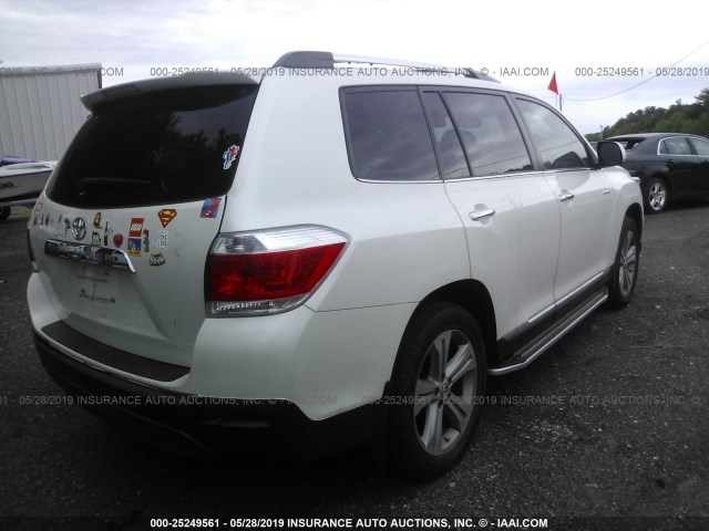 5TDYK3EH8CS078198 - 2012 TOYOTA HIGHLANDER LIMITED WHITE photo 4