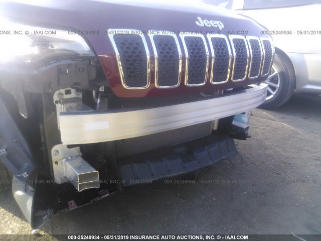 1C4PJLDB0KD387072 - 2019 JEEP CHEROKEE LIMITED MAROON photo 6