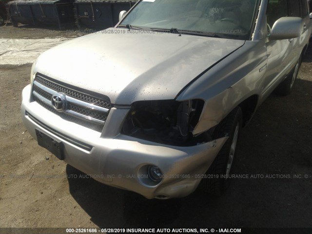 JTEGW21A770018694 - 2007 TOYOTA HIGHLANDER HYBRID SILVER photo 6