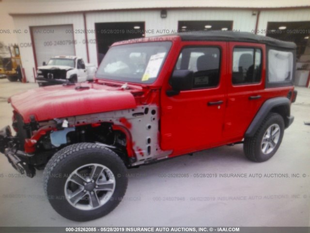 1C4HJXDG0JW188355 - 2018 JEEP WRANGLER UNLIMITED SPORT RED photo 2