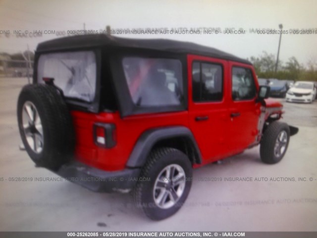 1C4HJXDG0JW188355 - 2018 JEEP WRANGLER UNLIMITED SPORT RED photo 4