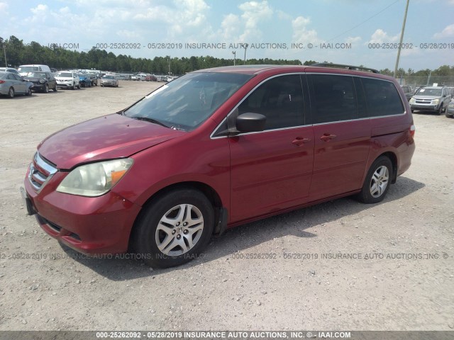 5FNRL38625B070200 - 2005 HONDA ODYSSEY EXL MAROON photo 2