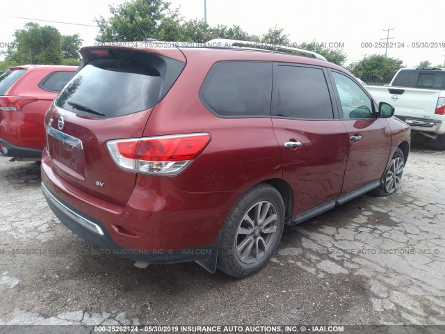 5N1AR2MN8GC661713 - 2016 NISSAN PATHFINDER S/SV/SL/PLATINUM MAROON photo 4