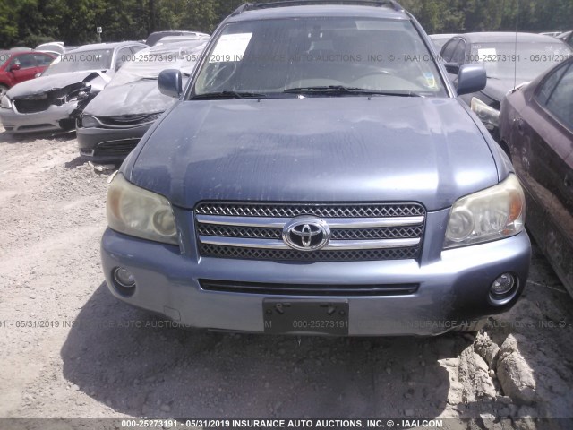 JTEEW21AX70036081 - 2007 TOYOTA HIGHLANDER HYBRID BLUE photo 6