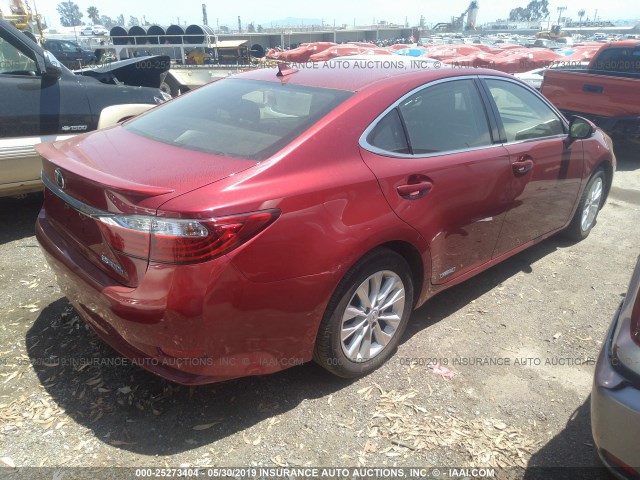 JTHBW1GG5D2000312 - 2013 LEXUS ES 300H RED photo 4