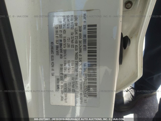 JM3ER293270146499 - 2007 MAZDA CX-7 WHITE photo 9