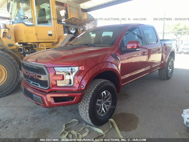 1FTFW1RG5HFA86879 - 2017 FORD F150 RAPTOR BURGUNDY photo 2