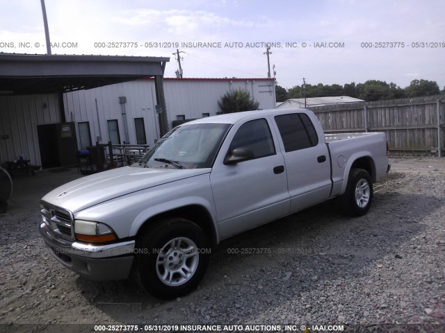 1D7HL48N74S712510 - 2004 DODGE DAKOTA QUAD SLT SILVER photo 2