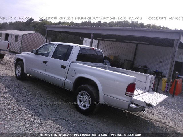 1D7HL48N74S712510 - 2004 DODGE DAKOTA QUAD SLT SILVER photo 3