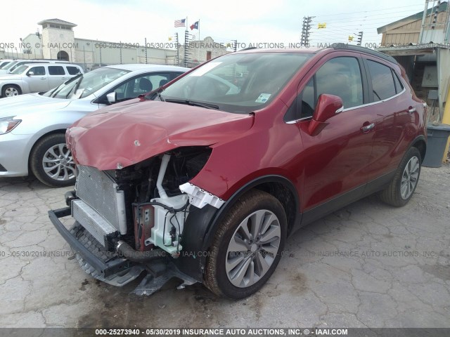 KL4CJASBXKB773302 - 2019 BUICK ENCORE MAROON photo 2