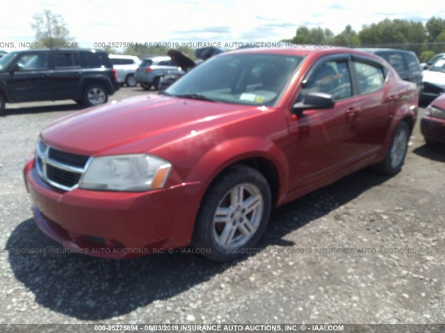 1B3LC56K08N603170 - 2008 DODGE AVENGER SXT RED photo 2