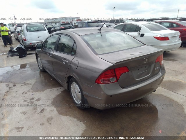 JHMFA36268S030264 - 2008 HONDA CIVIC HYBRID GRAY photo 3