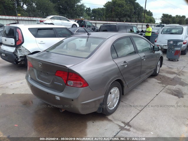 JHMFA36268S030264 - 2008 HONDA CIVIC HYBRID GRAY photo 4