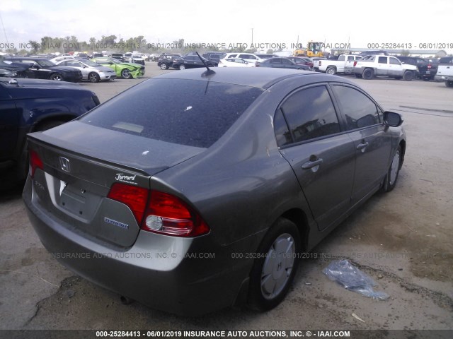 JHMFA36208S015212 - 2008 HONDA CIVIC HYBRID GRAY photo 4