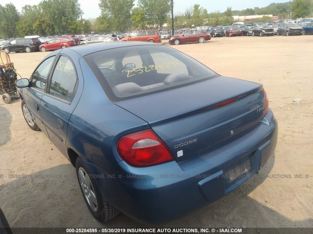 1B3ES26C93D239283 - 2003 DODGE NEON SE BLUE photo 3