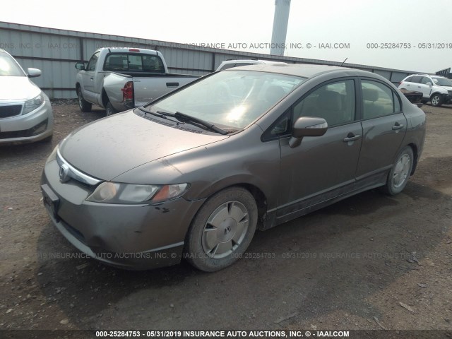 JHMFA36267S002852 - 2007 HONDA CIVIC HYBRID TAN photo 2