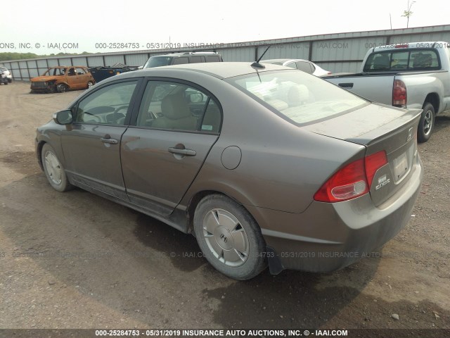 JHMFA36267S002852 - 2007 HONDA CIVIC HYBRID TAN photo 3