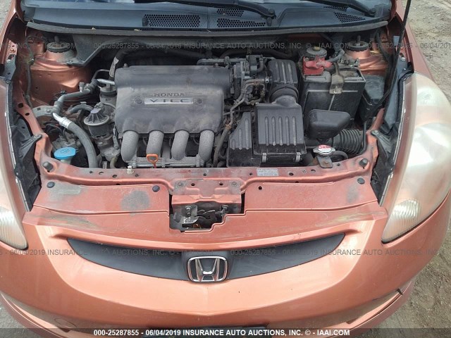 JHMGD38647S000786 - 2007 HONDA FIT S ORANGE photo 10