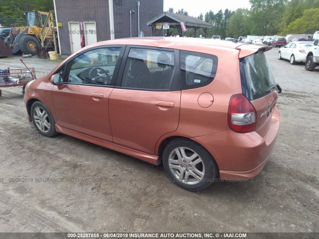 JHMGD38647S000786 - 2007 HONDA FIT S ORANGE photo 3