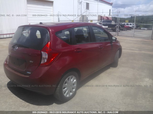 3N1CE2CP4FL411919 - 2015 NISSAN VERSA NOTE S/S PLUS/SV/SL/SR RED photo 4