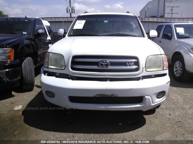 5TDZT38A42S126780 - 2002 TOYOTA SEQUOIA WHITE photo 6