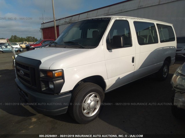 1FMNE1BW5BDB31608 - 2011 FORD ECONOLINE E150 WAGON WHITE photo 2