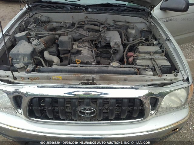 5TEWM72N14Z387907 - 2004 TOYOTA TACOMA XTRACAB SILVER photo 10