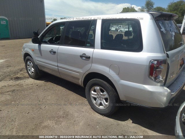 2HKYF181X7H514519 - 2007 HONDA PILOT LX GRAY photo 3