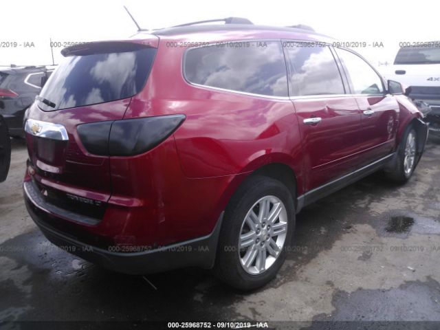 1GNKRGKD3EJ143847 - 2014 CHEVROLET TRAVERSE LT Red photo 4