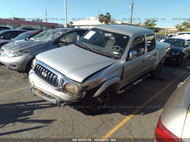 5TEGN92N13Z230955 - 2003 TOYOTA TACOMA DOUBLE CAB PRERUNNER Silver photo 2