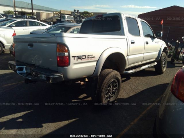 5TEGN92N13Z230955 - 2003 TOYOTA TACOMA DOUBLE CAB PRERUNNER Silver photo 4
