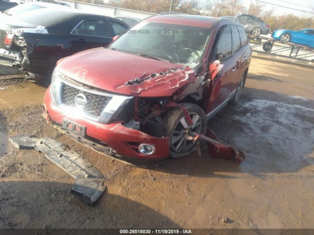 5N1AR2MM9FC668661 - 2015 NISSAN PATHFINDER S/SV/SL/PLATINUM Red photo 2