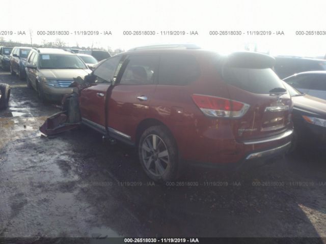 5N1AR2MM9FC668661 - 2015 NISSAN PATHFINDER S/SV/SL/PLATINUM Red photo 3